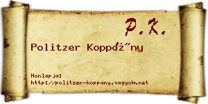 Politzer Koppány névjegykártya
